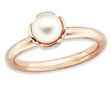 Freshwater Cultured Pearl Ring in Rose Pink Plated Sterling Silver